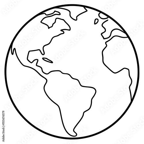 Earth Globe Line Art Vector Illustration