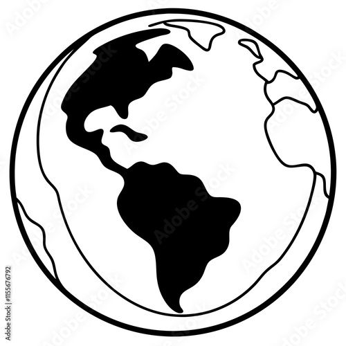 Earth Globe Line Art Vector Illustration