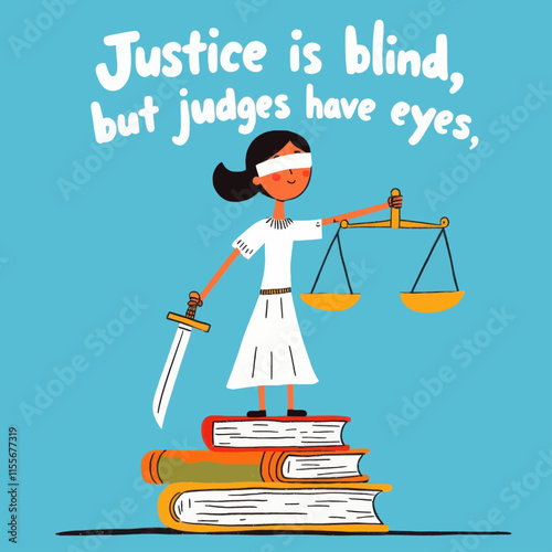Illustration of Lady Justice with blindfold and scales