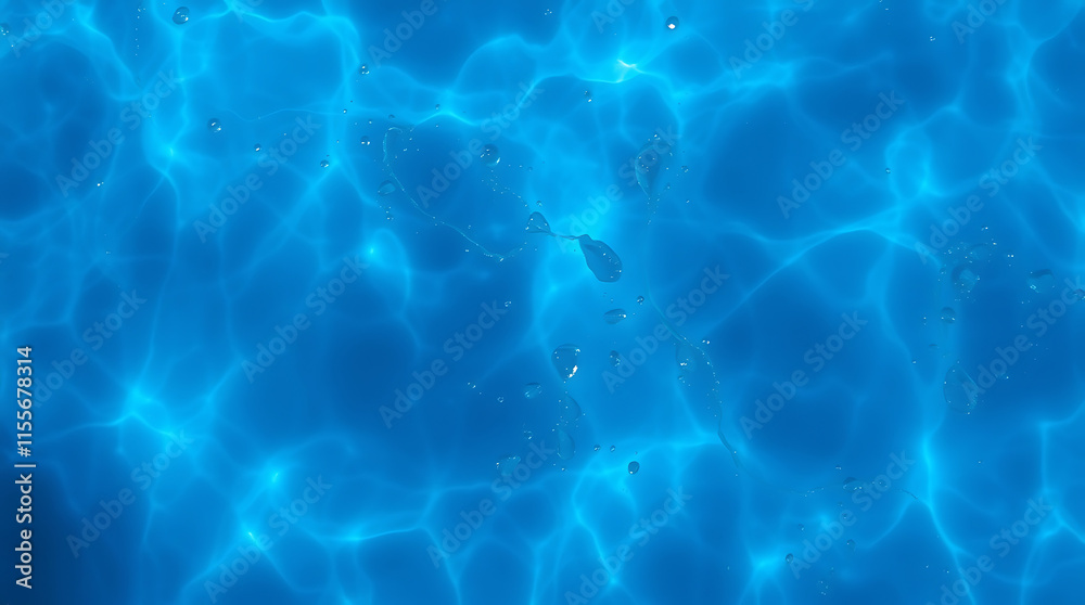 transparent Blue Water with Ripples, Splashes, Bubbles, and Sunlit Waves – Abstract Summer Banner Background, water texture, abstract background, copy space