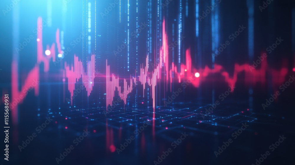 A 3D model of a stock exchange graph for 2025, floating against a dark blue backdrop. A 3D model of a stock exchange graph for 2025, floating against a dark blue backdrop.