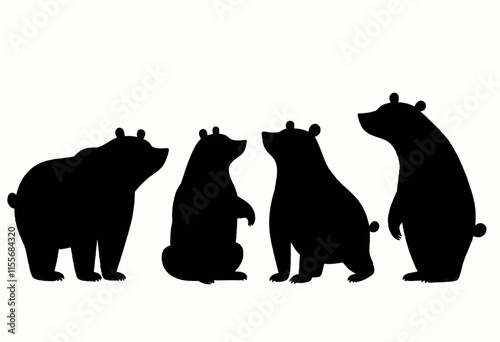 Four Bear Silhouettes in Different Stances