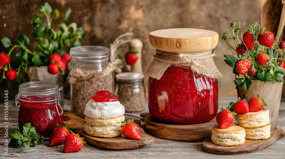 Breakfast, A cozy rustic kitchen scene featuring freshly baked scones, perfect for food blogs, culinary websites, or home decor inspiration. Breakfast, A cozy rustic kitchen scene featuring freshly baked scones, perfect for food blogs, culinary websites, or home decor inspiration.