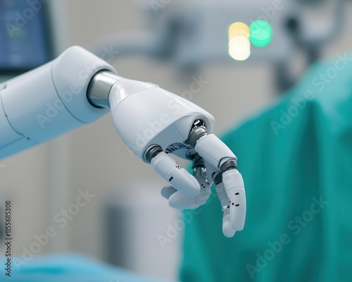 AIcontrolled orthopedic robotic hand, precise grip control, sterile environment photo