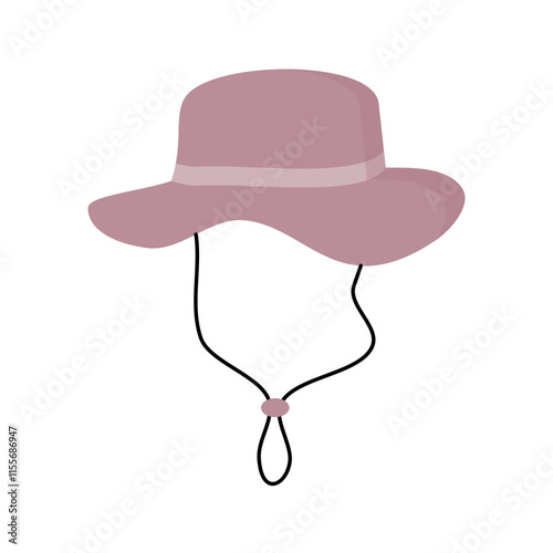 Mauve sun hat with chin strap
