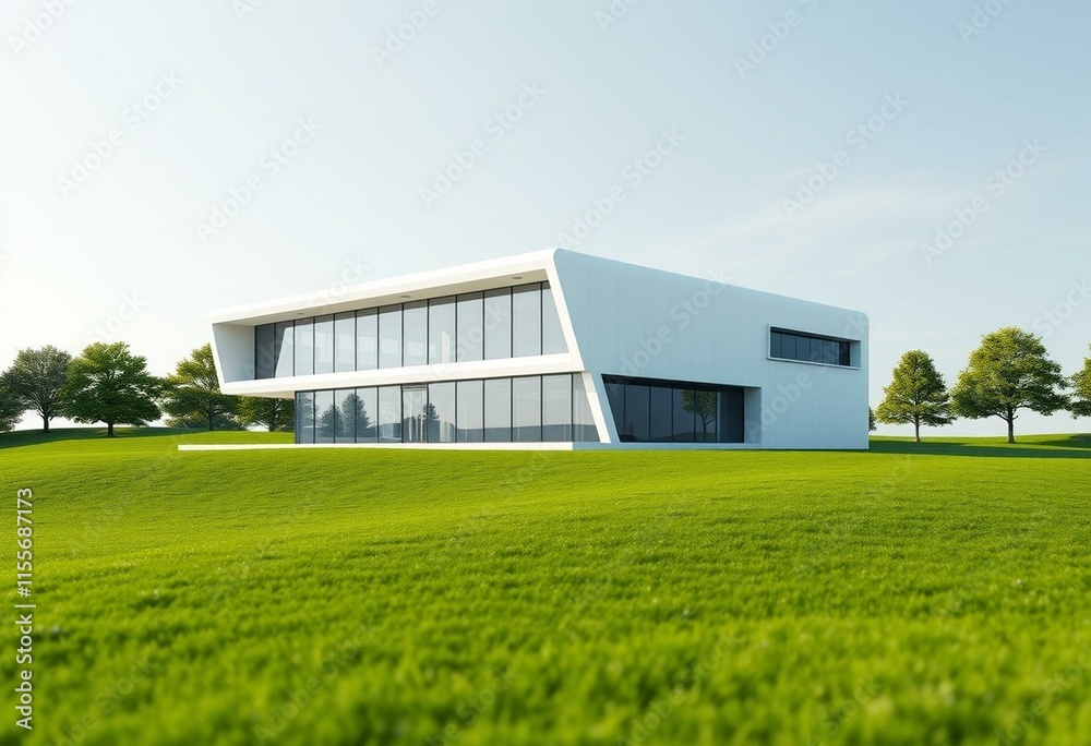 Obraz premium Modern building in a green landscape