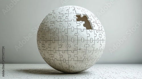 Incomplete spherical jigsaw puzzle. photo