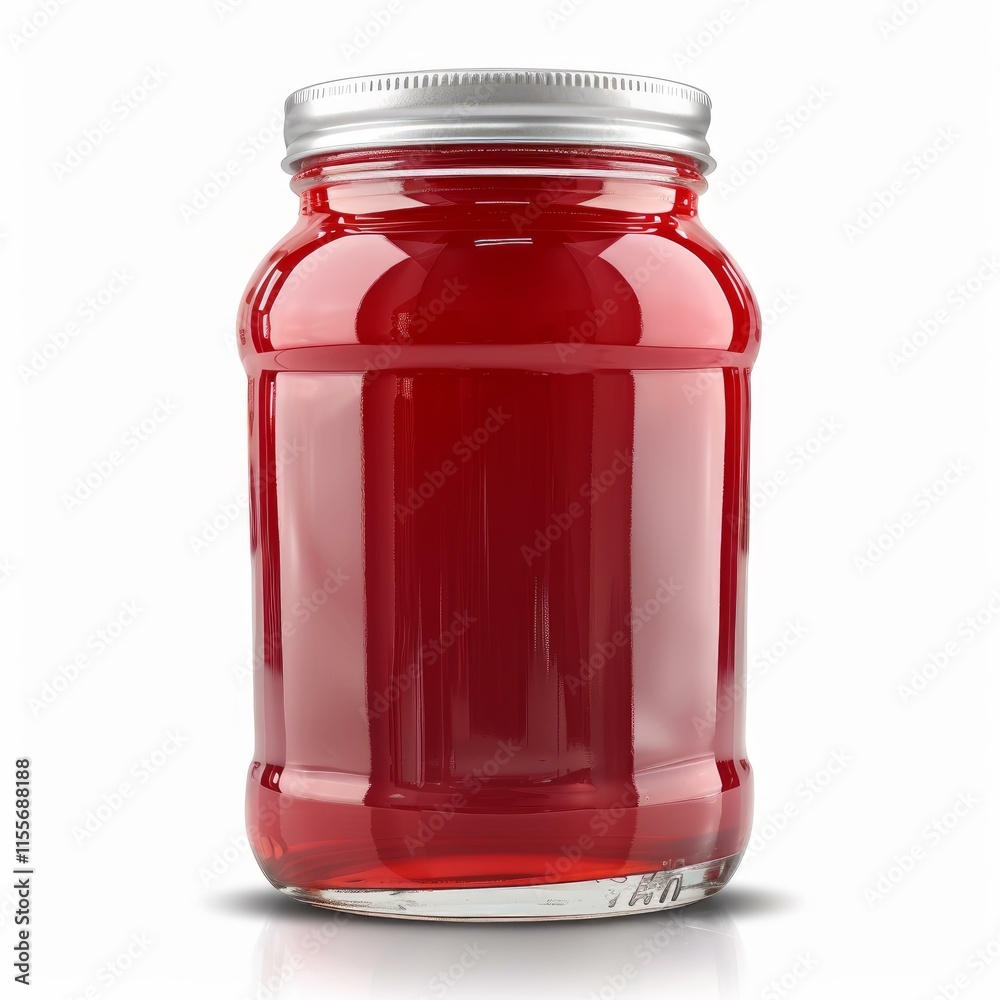Glass jar full of delicious red cherry jam, isolated on white background with clipping path included Glass jar full of delicious red cherry jam, isolated on white background with clipping path included