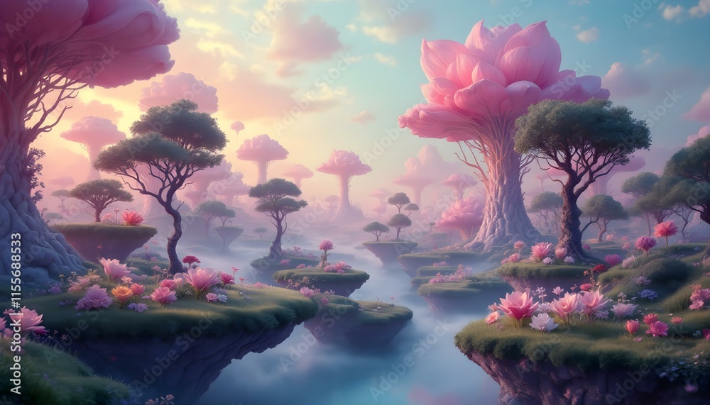 Surreal Fantastic Landscape with Dreamlike Elements