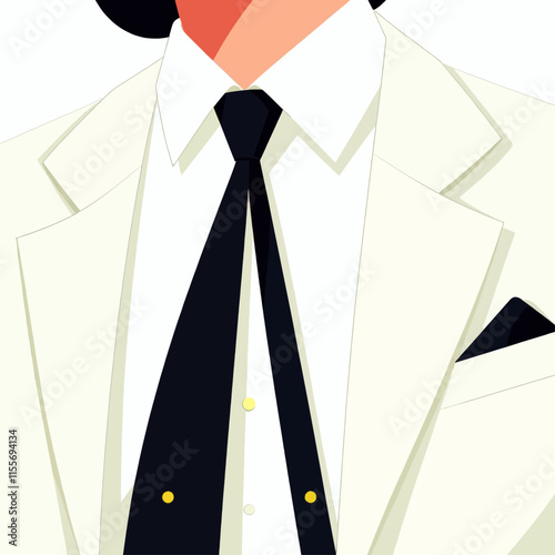 Cartoon Businessman with Black Tie and Yellow Buttons