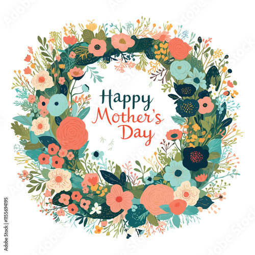 A colorful flowery design with the words Happy Mother's Day written in cursive. The design is meant to convey a sense of warmth and love for mothers on this special day