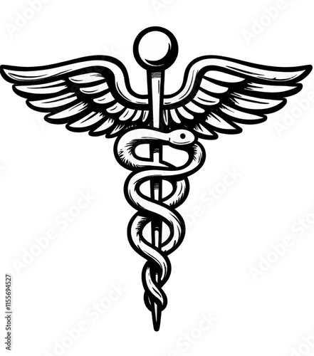 Caduceus Symbol with Wings