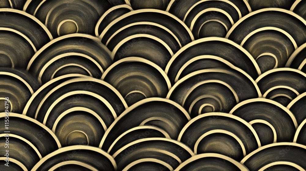 A textured pattern of overlapping circular shapes in muted tones.