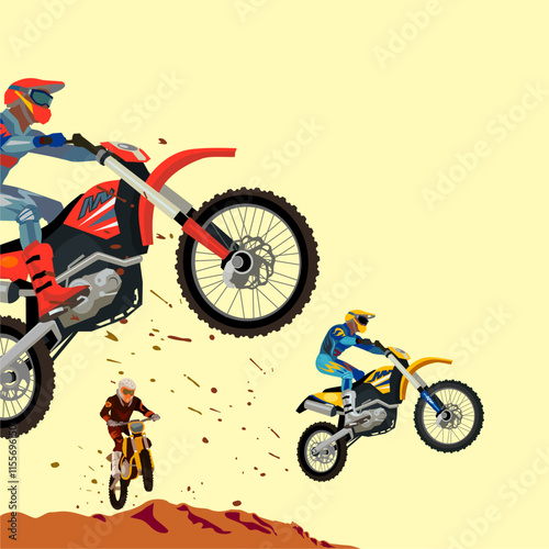 Motorbike race off-road land muddy ground motorcycles.