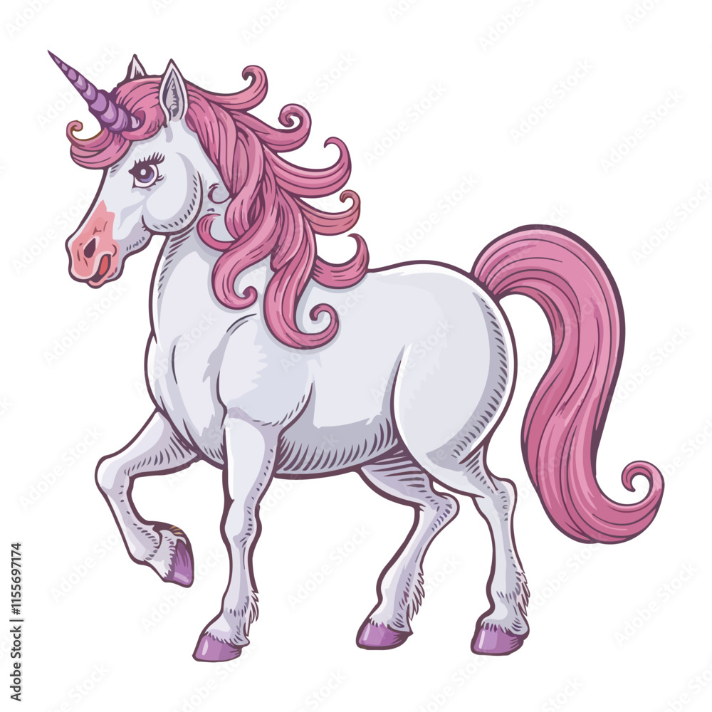 Cute Unicorn Vector On Standing Cute Unicorn Vector On Standing
