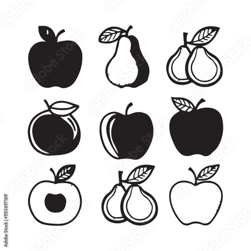 apple symbol. black silhouette isolated on white. vector outline icon Two apple silhouette vector illustration Two apple silhouette vector illustration

 photo