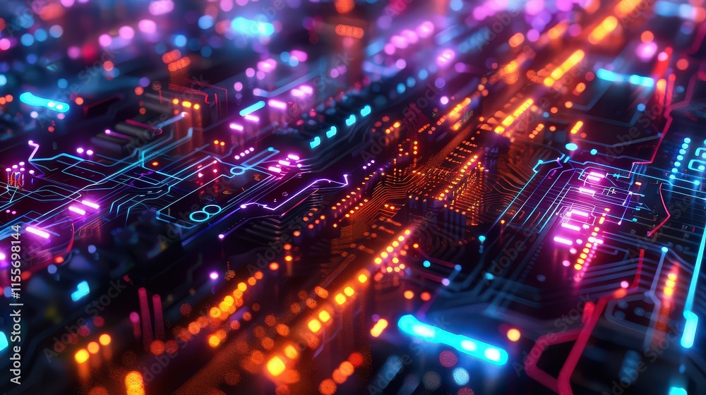 Futuristic neon-lit abstract of data encryption methods in multicolors. Futuristic neon-lit abstract of data encryption methods in multicolors.