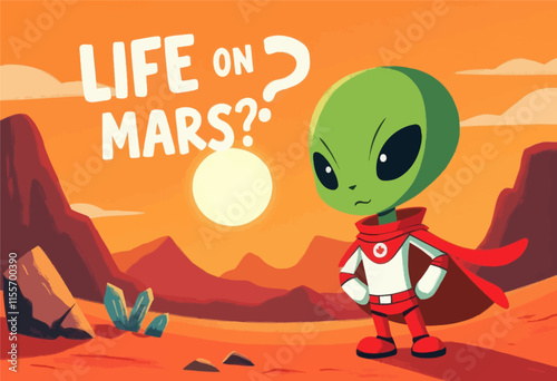 An Alien Explorer on Mars Landscape