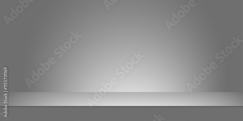 empty grey photo studio background with stage for product presentation oder studio shoot