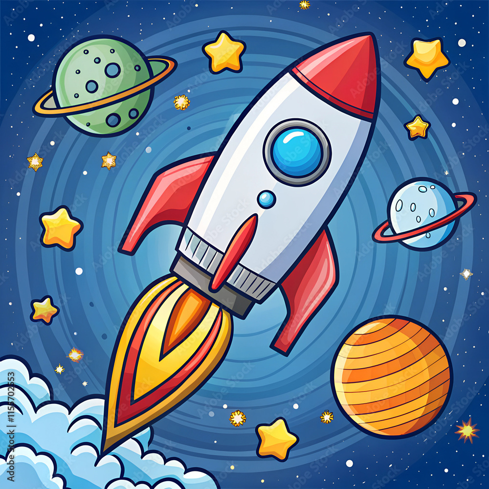 A Doodle of a Rocket Fun and Minimalist Space Exploration Illustration