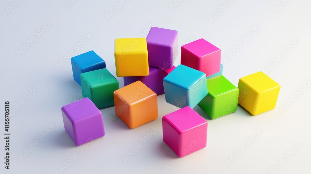 Colorful Isometric Cubes Displaying Profit Design Colorful Isometric Cubes Displaying Profit Design