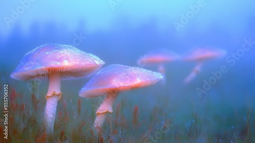 Wallpaper Mural Enchanted Glowing Mushrooms in Mystical Forest Torontodigital.ca