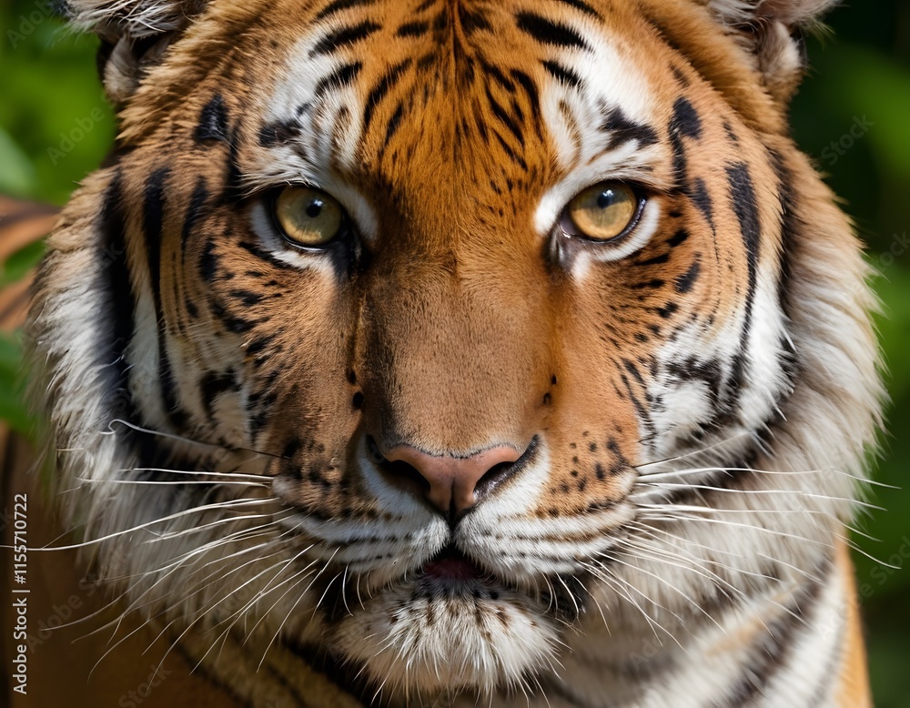 Naklejka premium portrait of an angry Bengal tiger closeup