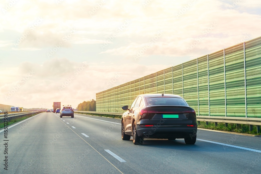 Fototapeta premium High-performance SUV on suburban road