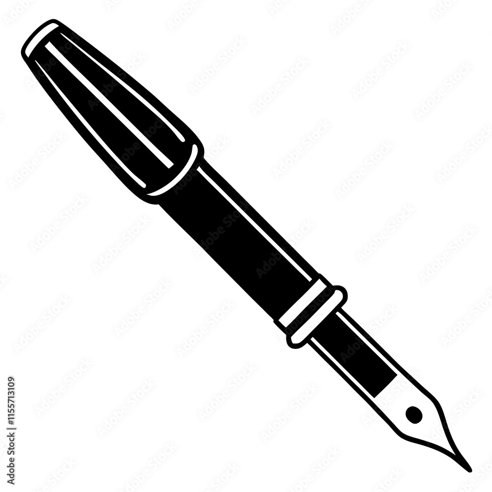 Fountain Pen Line Art Vector Design Fountain Pen Line Art Vector Design