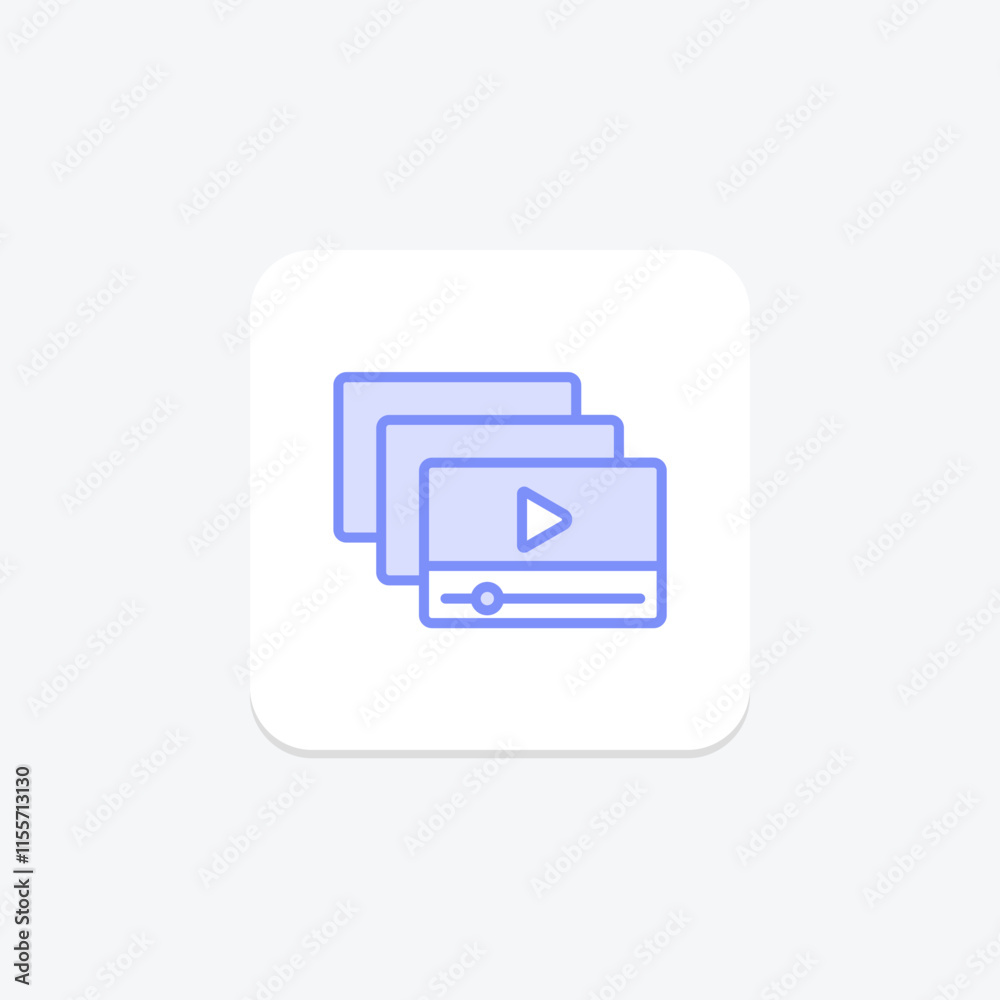 Video Playlist duotone line icon , vector, pixel perfect, illustrator file Video Playlist duotone line icon , vector, pixel perfect, illustrator file