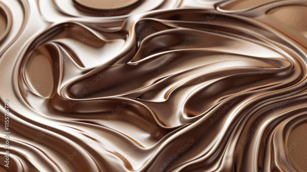 chocolate background with flowing lines, abstract mousse lines