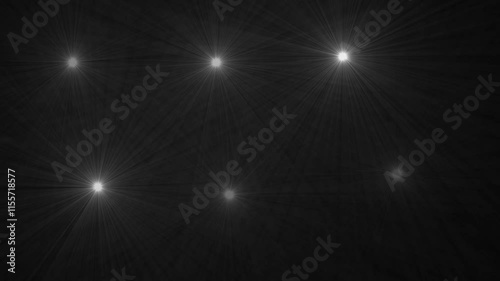 Photographer camera flashes. Random bright blinking lights. Photo Camera flash photography on black background. Crowd with camera flashes at stadium concert.  photo