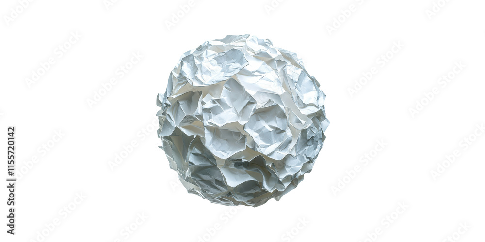 Crumpled white paper ball isolated on transparent background Crumpled white paper ball isolated on transparent background