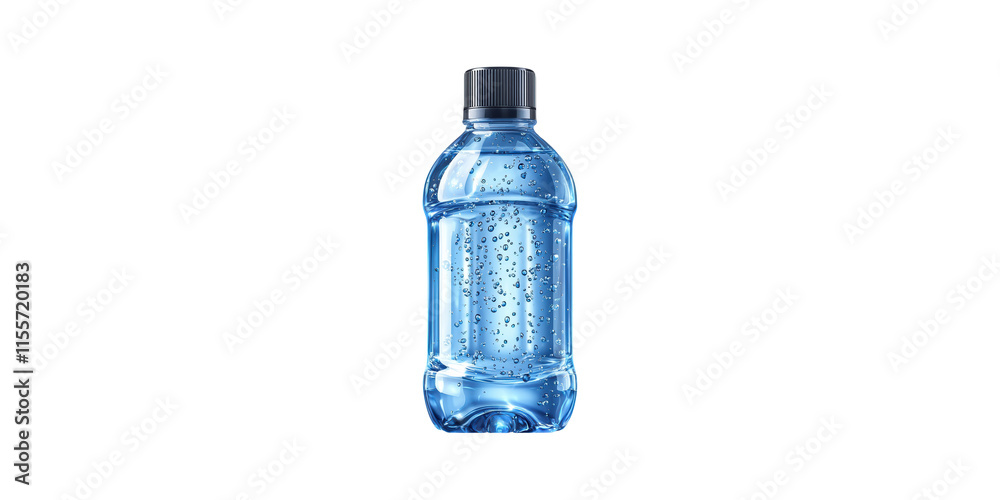 Fototapeta premium Plastic water bottle with bubbles isolated on transparent background