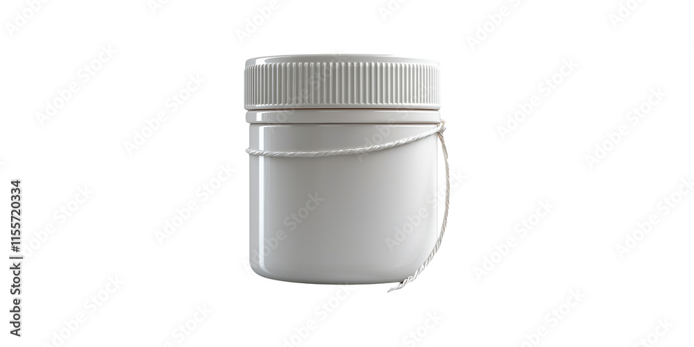 White plastic jar with twine lid isolated on transparent background White plastic jar with twine lid isolated on transparent background