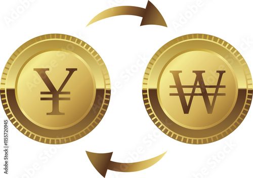 高級感のある円とウォンの為替アイコン