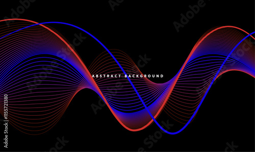 Futuristic Wave Vector Illustration Design - Blue Digital Line Pattern Wallpaper with Energy Motion and Technology Concept