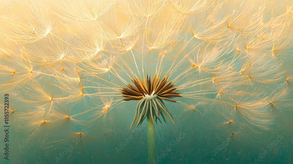 Obraz premium Delicate Dandelion Seeds with Soft Light Background in Nature