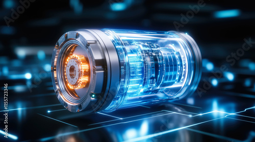 Futuristic power generator converting energy on circuit board photo