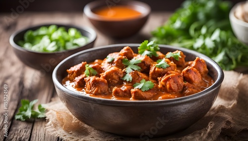 Wallpaper Mural Chicken tikka masala in bowl on wooden table
 Torontodigital.ca