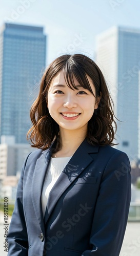 Elegant Japanese Businesswoman with Long Brown Hair in Urban Skyline: Confidence and Sophistication Free Download Elegant Japanese Businesswoman with Long Brown Hair in Urban Skyline: Confidence and Sophistication - GFXLoad