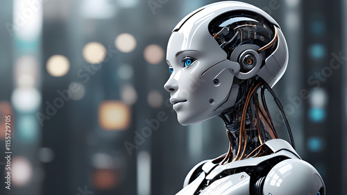 Futuristic humanizied robots photo