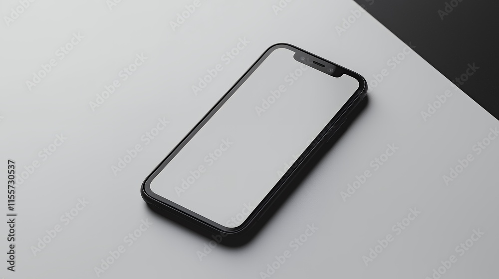 Sleek Black Smartphone Mockup on Minimalist Background Sleek Black Smartphone Mockup on Minimalist Background