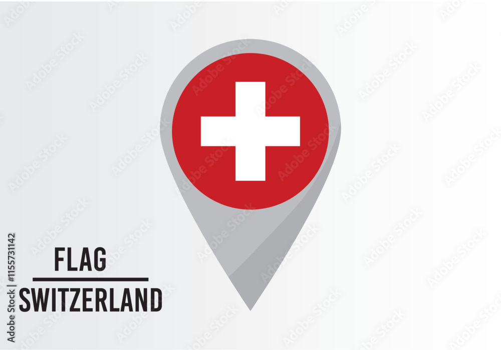 Swıtzerland Flag on Location Pin. vector illustration Swıtzerland Flag on Location Pin. vector illustration