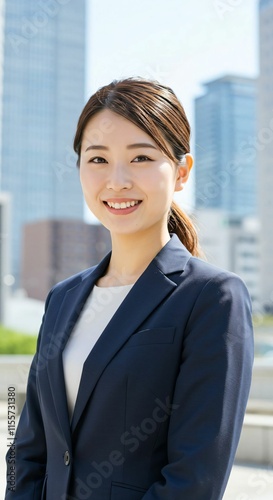 Confident Japanese Businesswoman with Ponytail in Urban Cityscape: Embracing Professionalism and Ambition Free Download Confident Japanese Businesswoman with Ponytail in Urban Cityscape: Embracing Professionalism and Ambition - GFXLoad