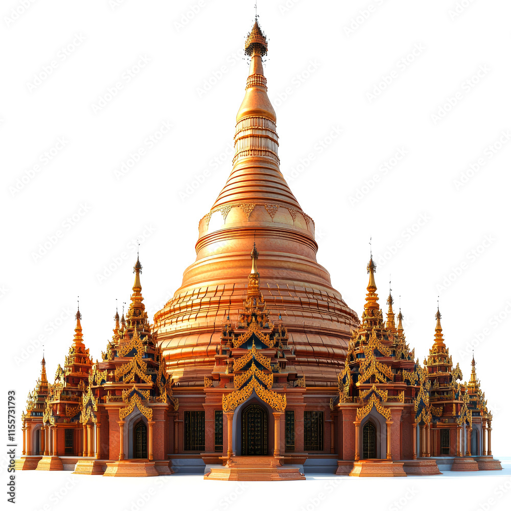Fototapeta premium Golden pagoda, Asian temple, architectural detail.