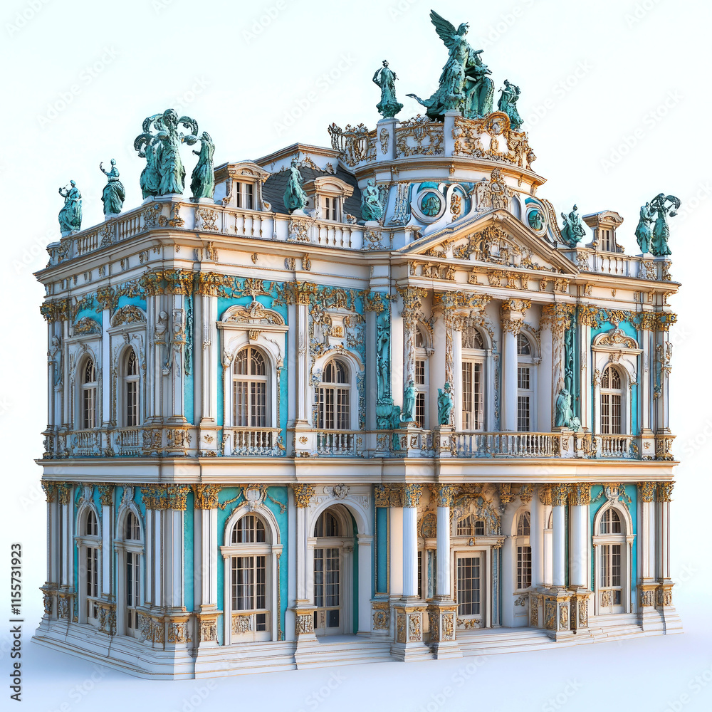 Obraz premium Grand Baroque palace architectural 3D render.