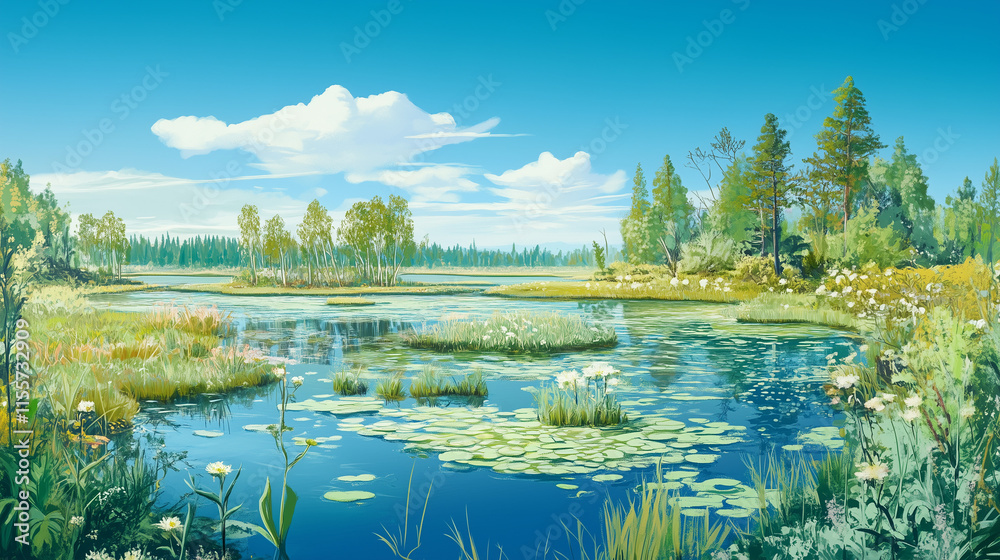 Fototapeta premium Wetlands in a beautiful view.