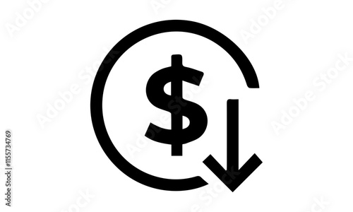 Dollar Arrow Down Rate Silhouette Images, dollar sign icon. dollar sign on a white background