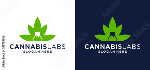 Organic, nature, green, logo, natural, health, medical, cannabis, symbol, icon, plant, sign, leaf, lab, oil, medicine, lab vector template.
